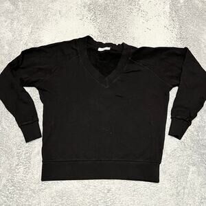 Perfect White Tee Womens XS Pullover Sweatshirt Black V Neck 100% Cotton